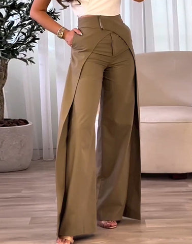 business casual outfits woman New Cross-Design Casual Wide-Leg Pants