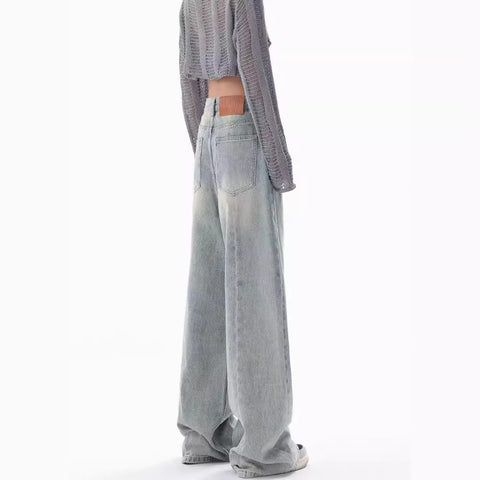 mens outfit inspiration Ken Studio Early Autumn 2024 New Jeans Women's American Retro Design Niche Loose Wide-Leg Pants Pants