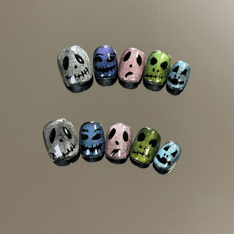 men’s fall fashion 2024 Halloween Manicure Pumpkin Head Skull Ghost Ghost Funny Handmade Wear Nail Nail Patch Detachable