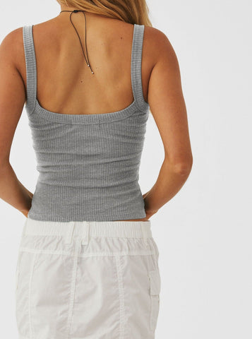 Sonicelife-Grey Sexy Knitted Camisole Sleeveless Crop Top