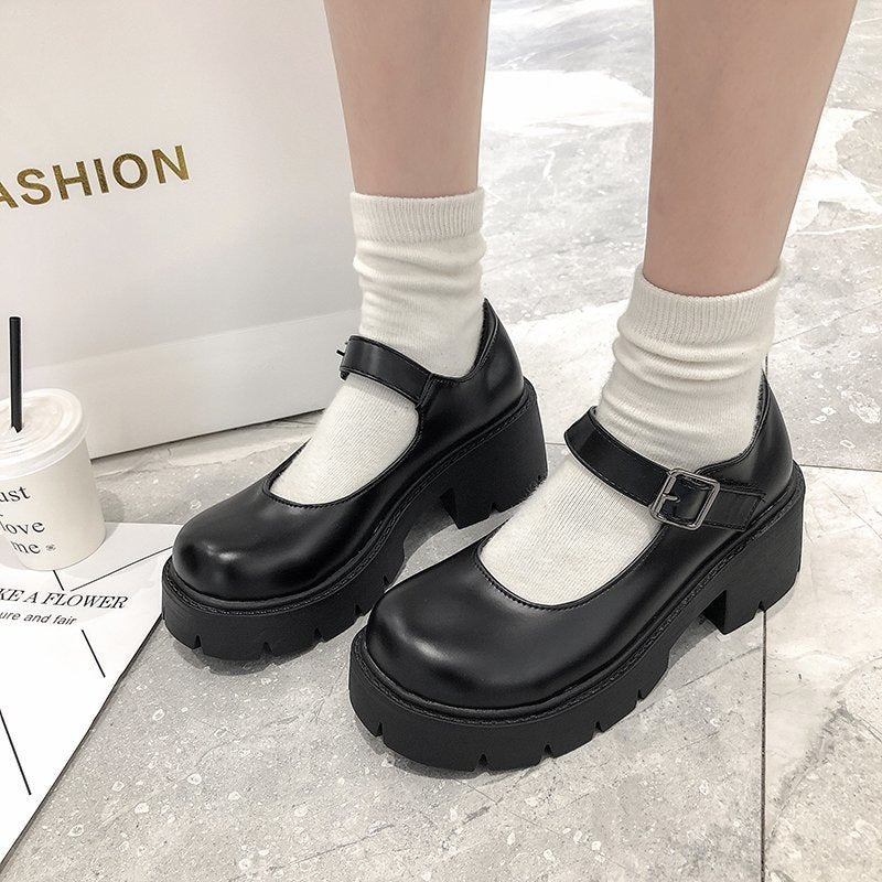 shoes Summer plus Size New Mary Jane Women's Shoes Thick Heel Platform JK Uniform Single-Layer Shoes Women's Retro British High Heels