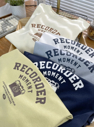 Sonicelife-Retro Design Letter Printed Loose T-shirt