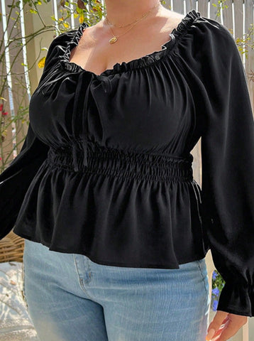 Sonicelife-Elegant Puff-Sleeve Gentle Style Top
