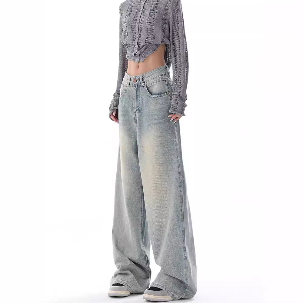 mens outfit inspiration Ken Studio Early Autumn 2024 New Jeans Women's American Retro Design Niche Loose Wide-Leg Pants Pants