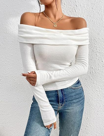 leapord halloween outfit Modal Fabric Women's Sexy off-the-Shoulder Top T-shirt Slim-Fit Long Sleeve Bottoming