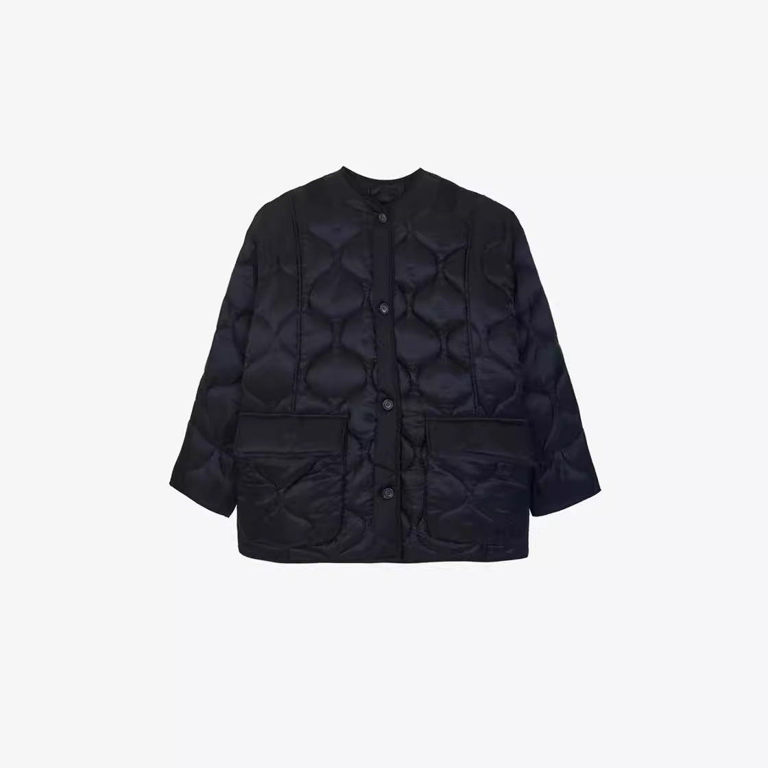 Art Frankie Shop Autumn and Winter New Profile Coat Curved Hem Neutral Style Rhombus Plaid Cotton-Padded Coat