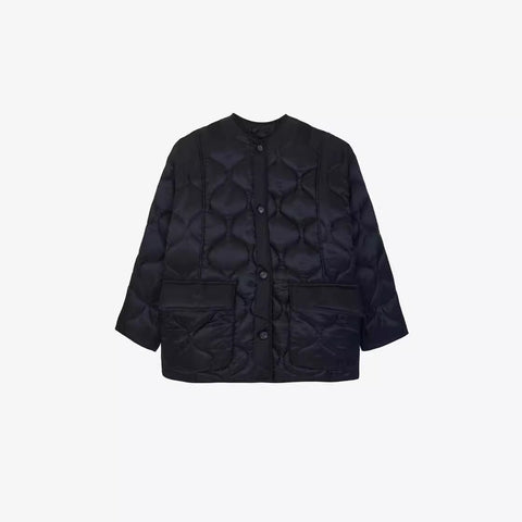Art Frankie Shop Autumn and Winter New Profile Coat Curved Hem Neutral Style Rhombus Plaid Cotton-Padded Coat