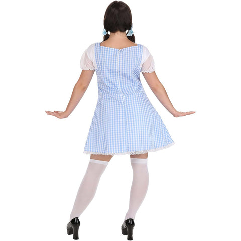 Sonicelife dress to impress codes Halloween Costume Wizard of Oz Dorothy Blue Plaid Dress Fairy Tale Costume Double Ponytail Skirt