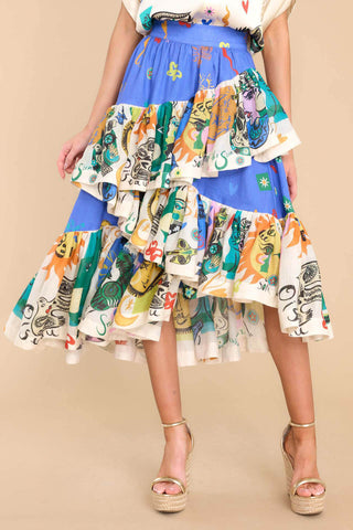 Sonicelife-Asymmetrical Ruffled Midi Skirt