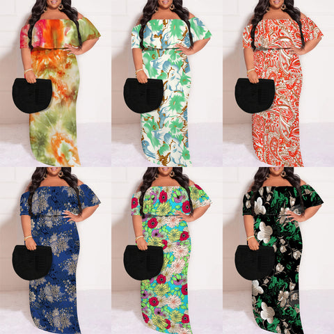 Women's Fashion Elegant Casual Printed Black plus Size Dress