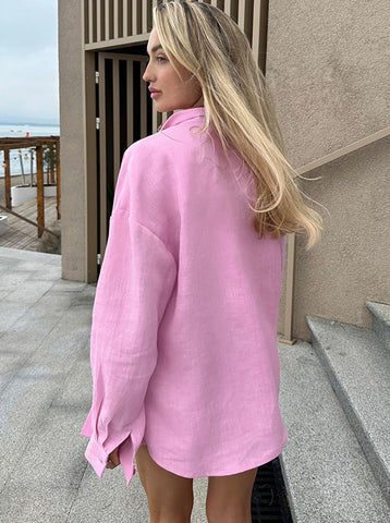 Sonicelife-Elegant Thin Long Sleeve Loose Shirt