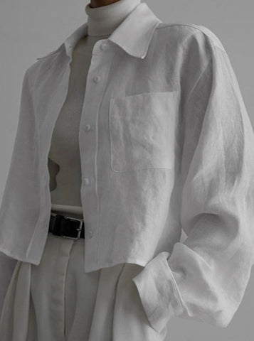 Sonicelife-Casual Collared Long-Sleeved Top