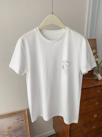 Sonicelife-White Loose Korean Version Short Sleeve Shirt
