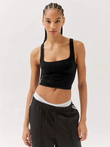 Sonicelife-Black Knitted Sexy Bodycon Crop Top