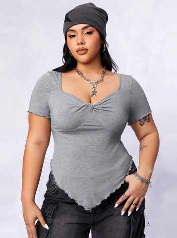 Sonicelife-Cross Border Square Neck Sexy Short Sleeved Top