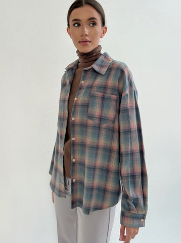 Sonicelife-Casual Plaid Long Sleeve Button Down Cardigan