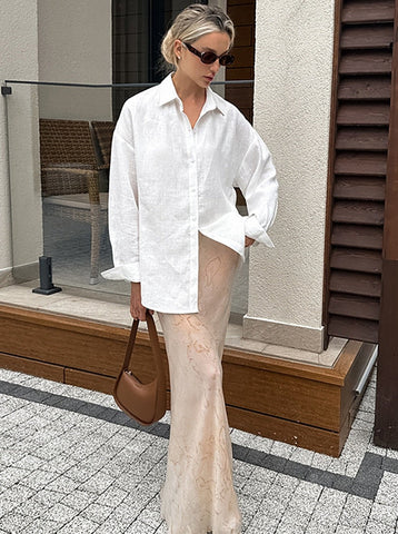 Sonicelife-Elegant Thin Long Sleeve Loose Shirt