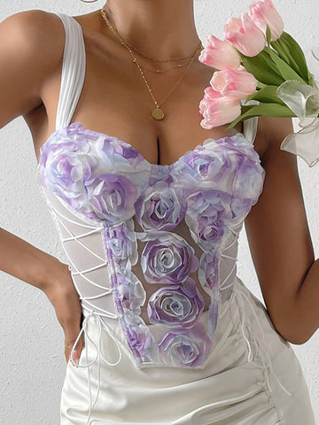 Sonicelife-Sexy, Sweet And Romantic Floral Strappy Bra Top