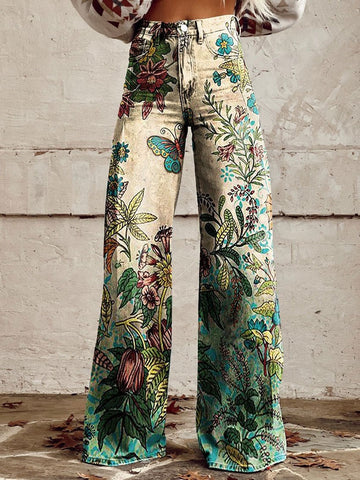 2000s fashion 2024 New 3D Thermal Transfer Flared Pants Simulation Denim Trousers Loose Pants