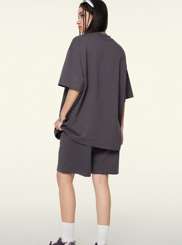 Sonicelife-Solid Color Frayed Half-Sleeved Trendy Tops