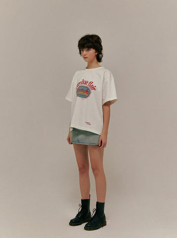 Sonicelife-Letter Printed Short-Sleeved Loose T-Shirt