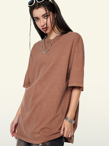 Sonicelife-Trendy Vintage Short-Sleeved Loose T-Shirt