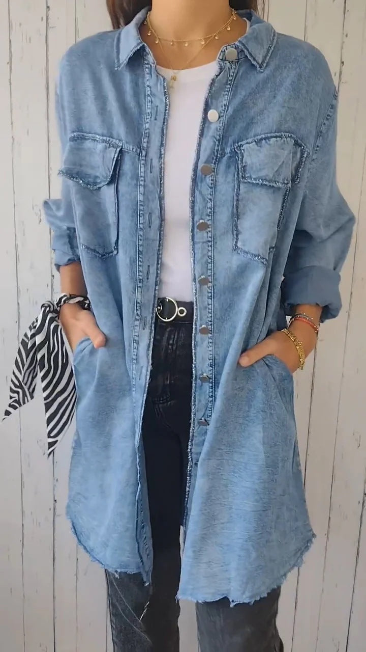 concert outfit 2024 Ins Street Style Autumn Fashion Loose Lapel Women's Denim Coat 9771