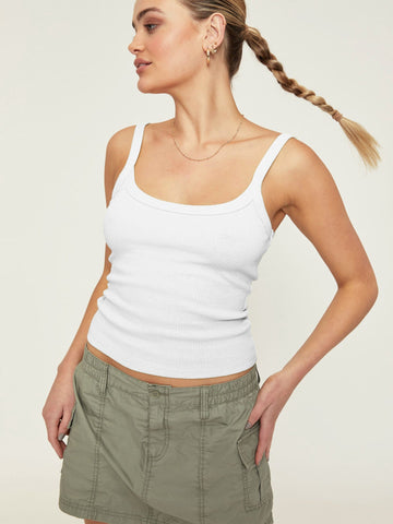 Sonicelife-White Sexy Knitted Camisole Sleeveless Crop Top