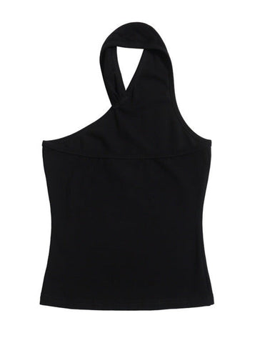 Sonicelife-Sexy Halter Neck Irregular Slim Fit Vest Top