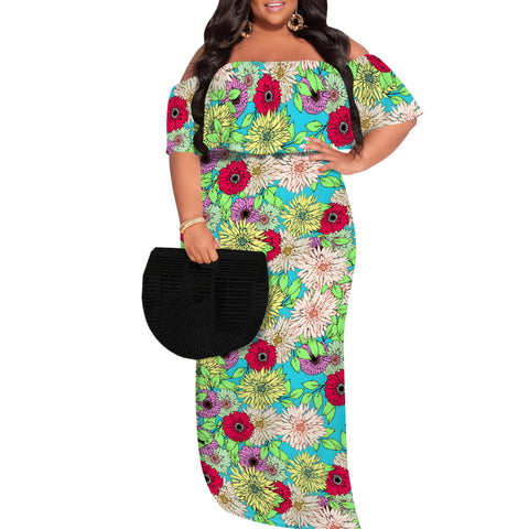 Women's Fashion Elegant Casual Printed Black plus Size Dress