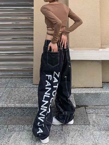 Sonicelife Patchwork Paisley Print Boyfriend Jeans