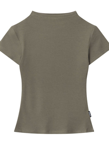 Sonicelife-Slim Fit Round Neck Short-Sleeved Sexy Top