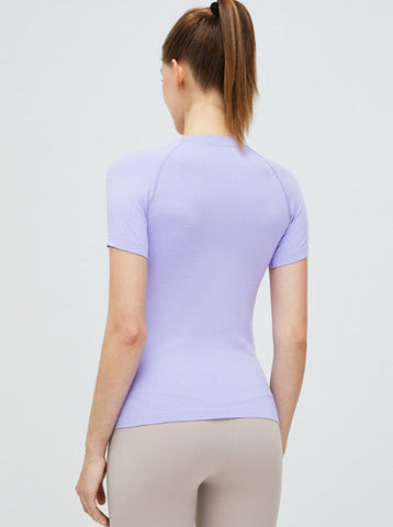 Sonicelife-Purple Seamless Soft Workout Tops T-shirt