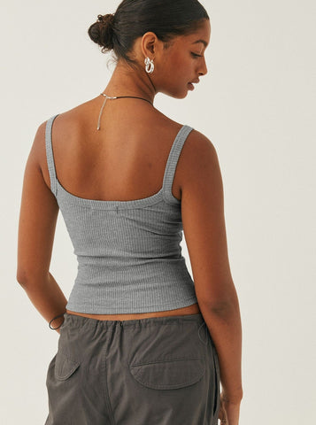 Sonicelife-Grey Sexy Knitted Camisole Sleeveless Crop Top