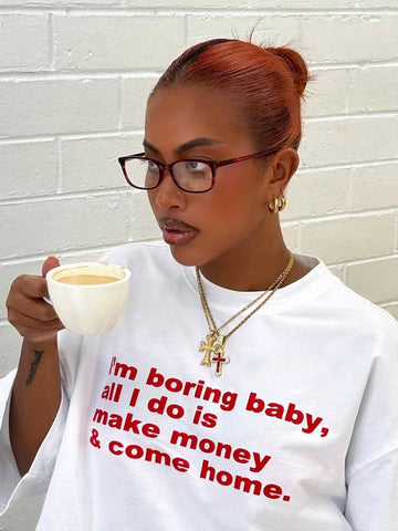 Sonicelife-White Aesthetic Funny Vintage Tee