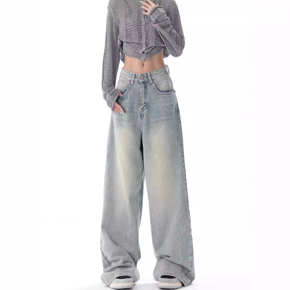 mens outfit inspiration Ken Studio Early Autumn 2024 New Jeans Women's American Retro Design Niche Loose Wide-Leg Pants Pants