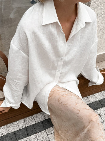 Sonicelife-Elegant Thin Long Sleeve Loose Shirt