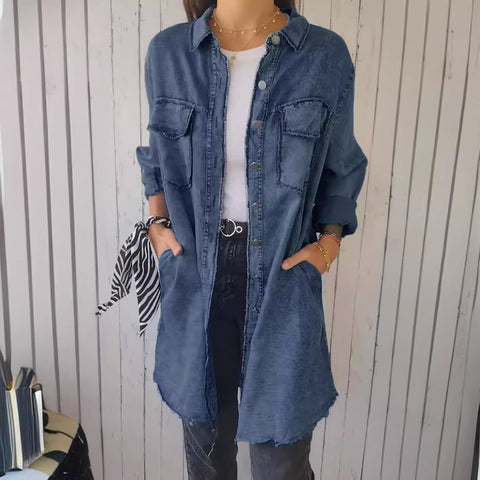 concert outfit 2024 Ins Street Style Autumn Fashion Loose Lapel Women's Denim Coat 9771