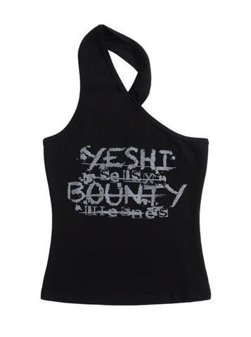 Sonicelife-Sexy Halter Neck Irregular Slim Fit Vest Top
