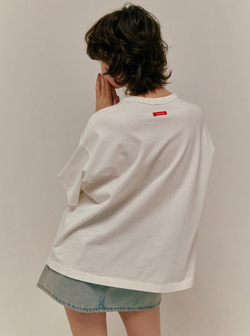 Sonicelife-Letter Printed Short-Sleeved Loose T-Shirt