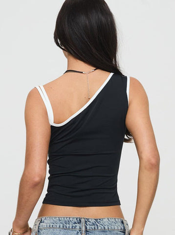 Sonicelife-Detailer One Shoulder Top Black