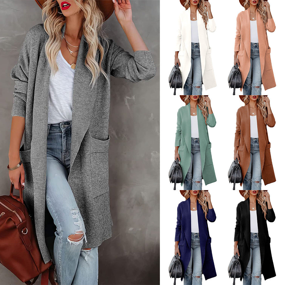 business casual outfits for women Autumn and Winter 2024 Women's New Casual Long Solid Color Warm Overcoat Jacket