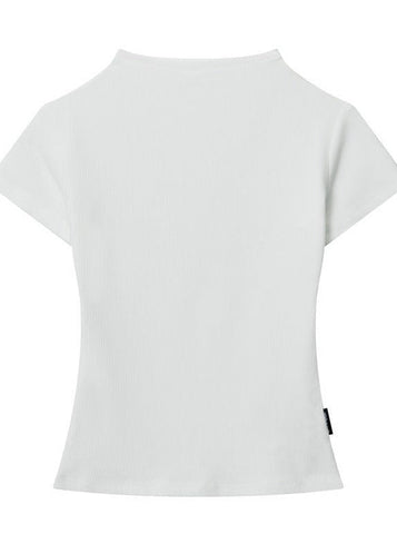 Sonicelife-Slim Fit Round Neck Short-Sleeved Sexy Top