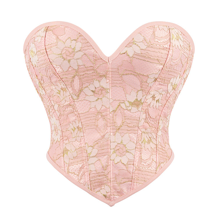2000s fashion New Light Pink Lace Fit Women's Tube Top Chest Support Court Top Temu