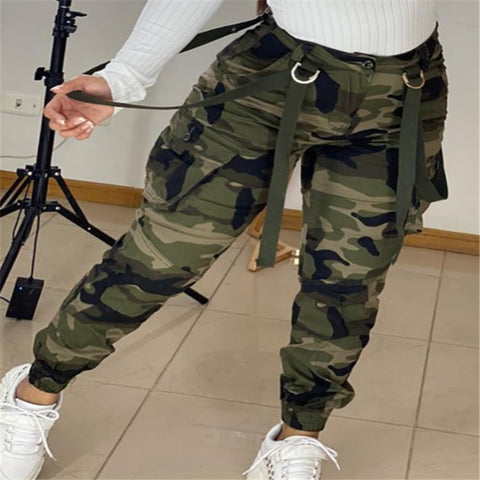 Sonicelife 90s streetwear 2234 New Street Fashion Camouflage All-Match Ankle Strap Overalls