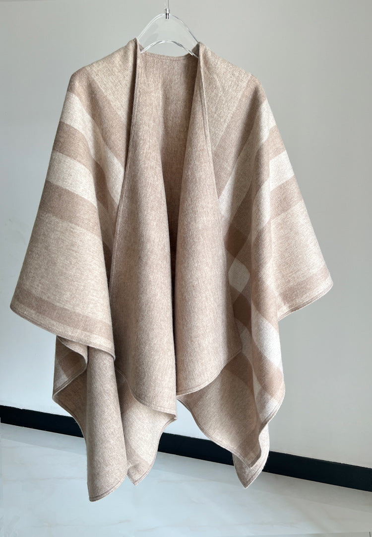 outfit inspo fall British Plaid Cashmere Wool Cloak Double-Sided Dual-Use Oversized Shawl Scarf Thickened Warm Autumn and Winter All-Matching Women