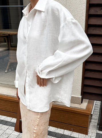 Sonicelife-Elegant Thin Long Sleeve Loose Shirt