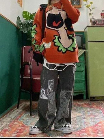 Sonicelife Patchwork Paisley Print Boyfriend Jeans