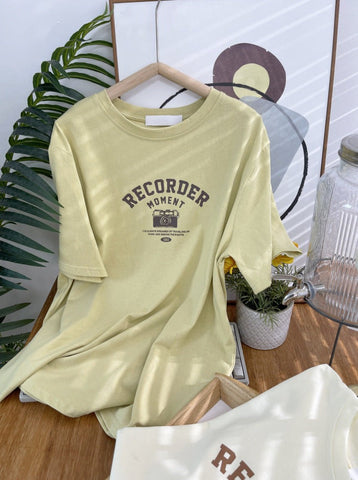 Sonicelife-Retro Design Letter Printed Loose T-shirt