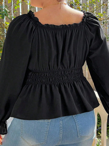 Sonicelife-Elegant Puff-Sleeve Gentle Style Top